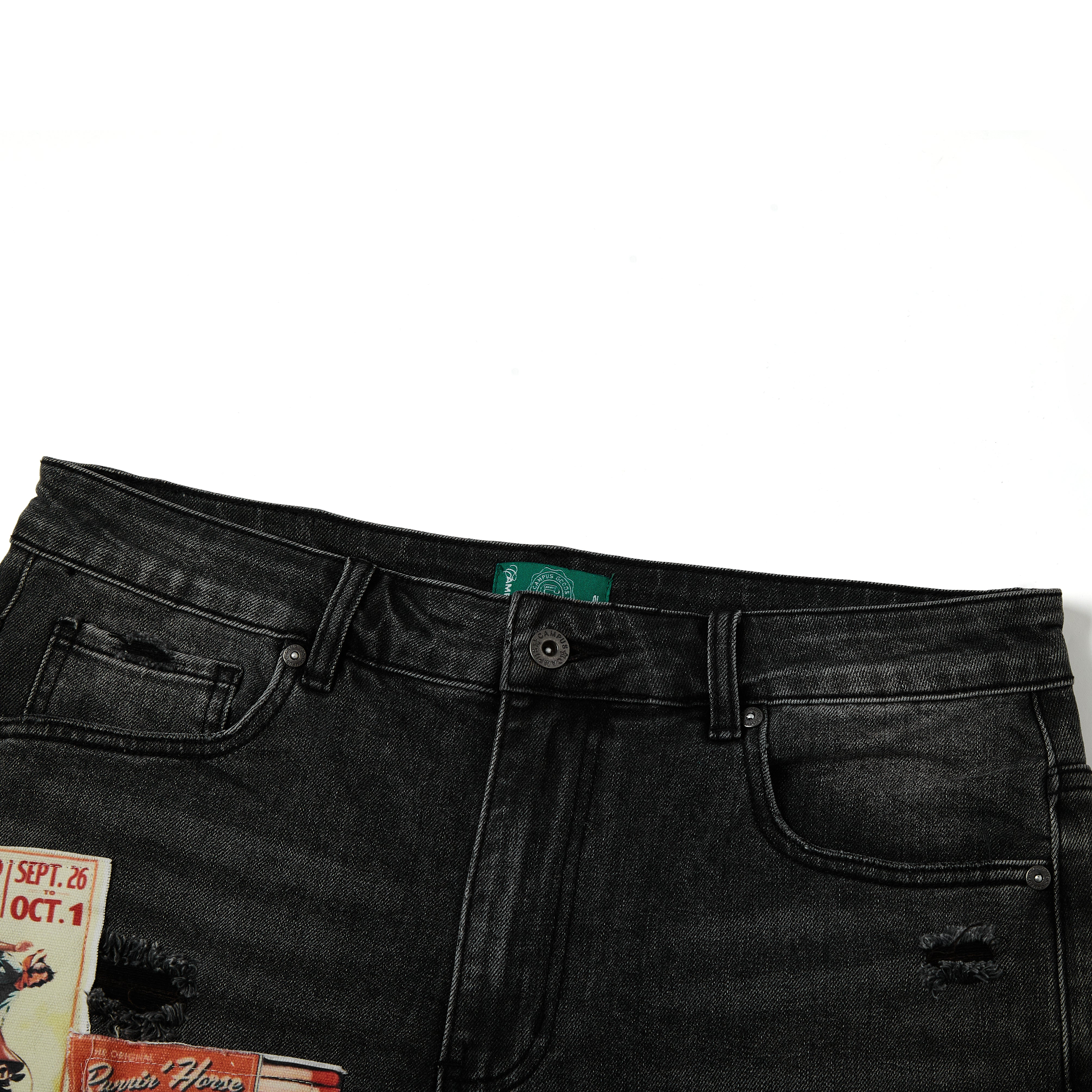 Postcard Jorts (Black Wash)